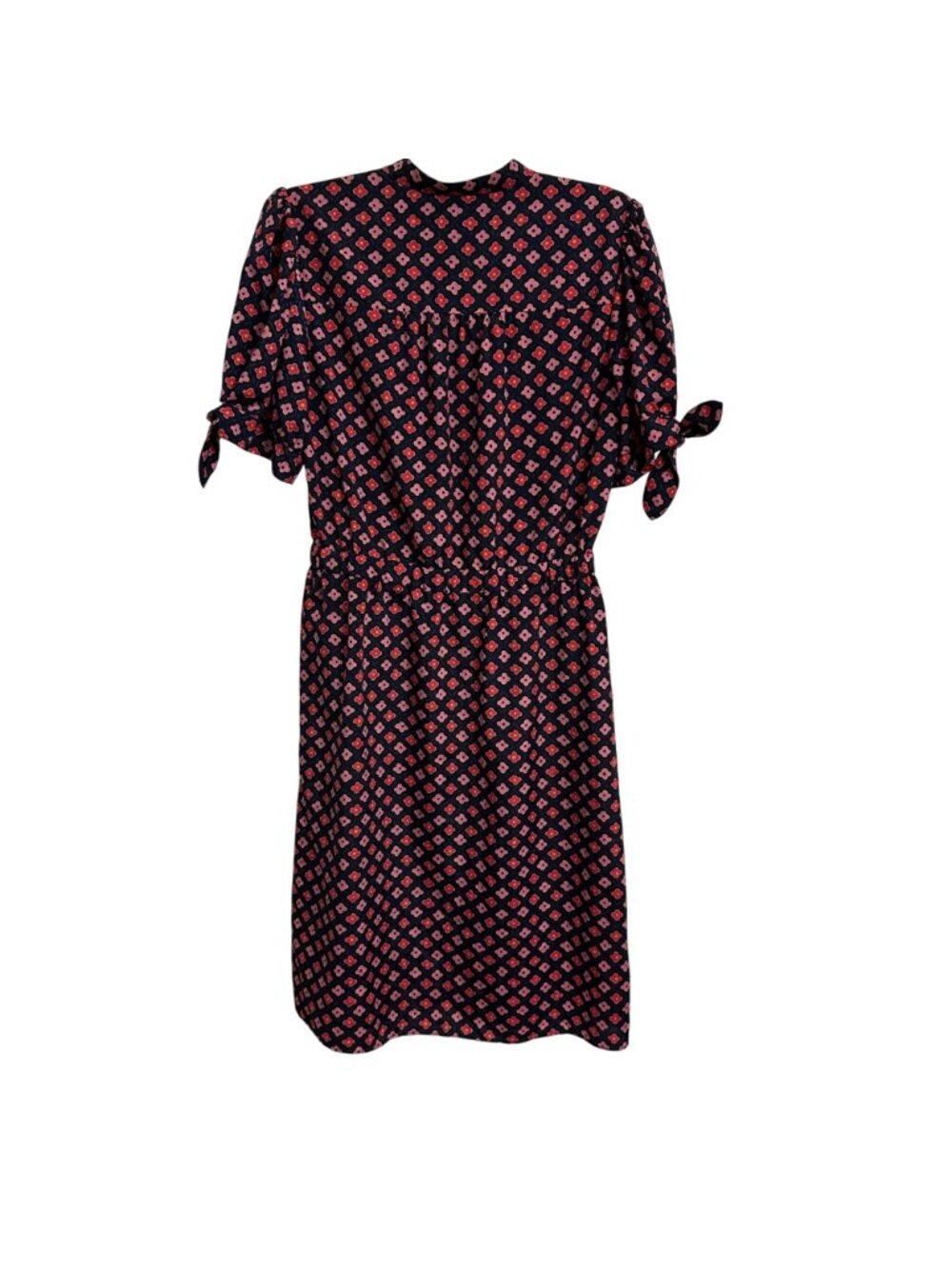 Trina Turk ASO The Today Show Navy & Pink Floral Printed Puff Sleeve Dress SZ 6 - Picture 3 of 8